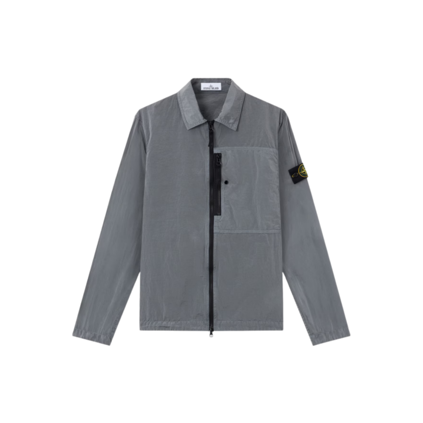 Veste Sur chemise STONE ISLAND zippée en Nylon Metal gris cendré
