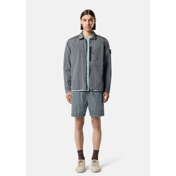 Veste Sur chemise STONE ISLAND zippée en Nylon Metal gris cendré