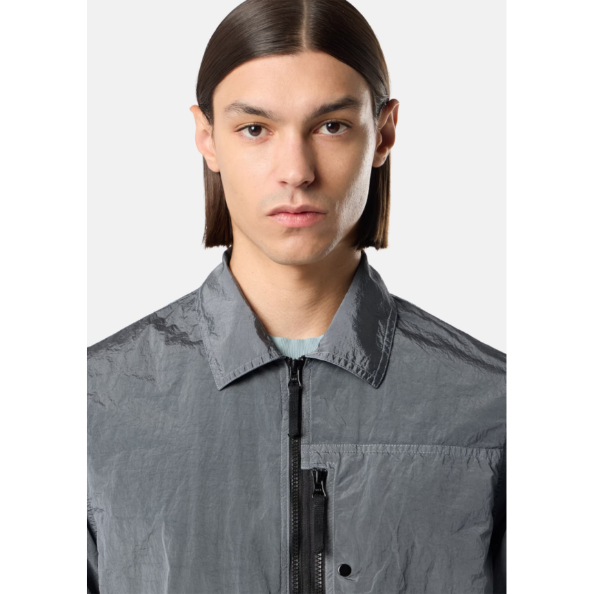 Veste Sur chemise STONE ISLAND zippée en Nylon Metal gris cendré