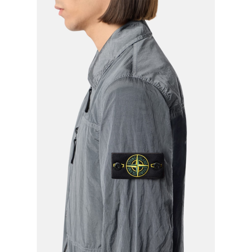 Veste Sur chemise STONE ISLAND zippée en Nylon Metal gris cendré