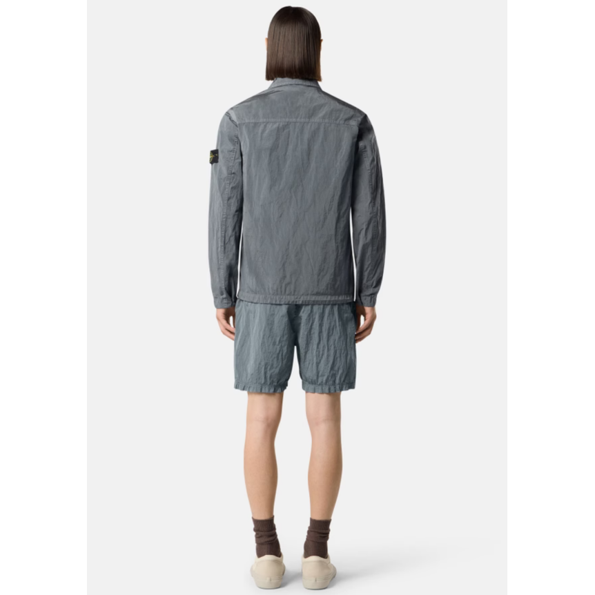 Veste Sur chemise STONE ISLAND zippée en Nylon Metal gris cendré