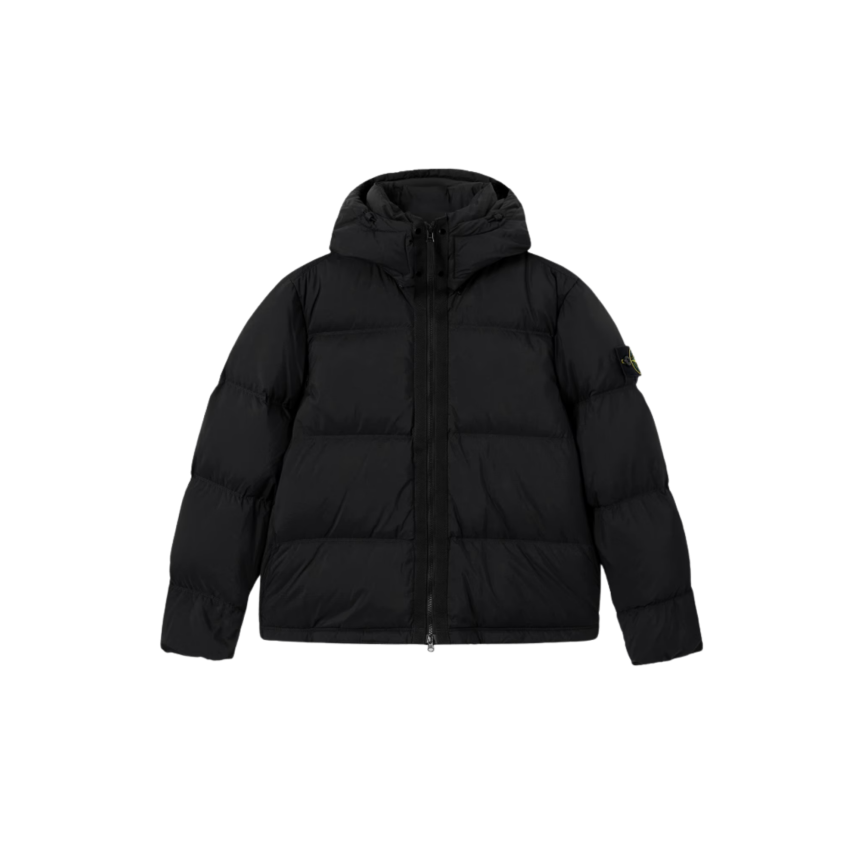 Doudoune à capuche STONE ISLAND nylon ripstop CORDURA® noir