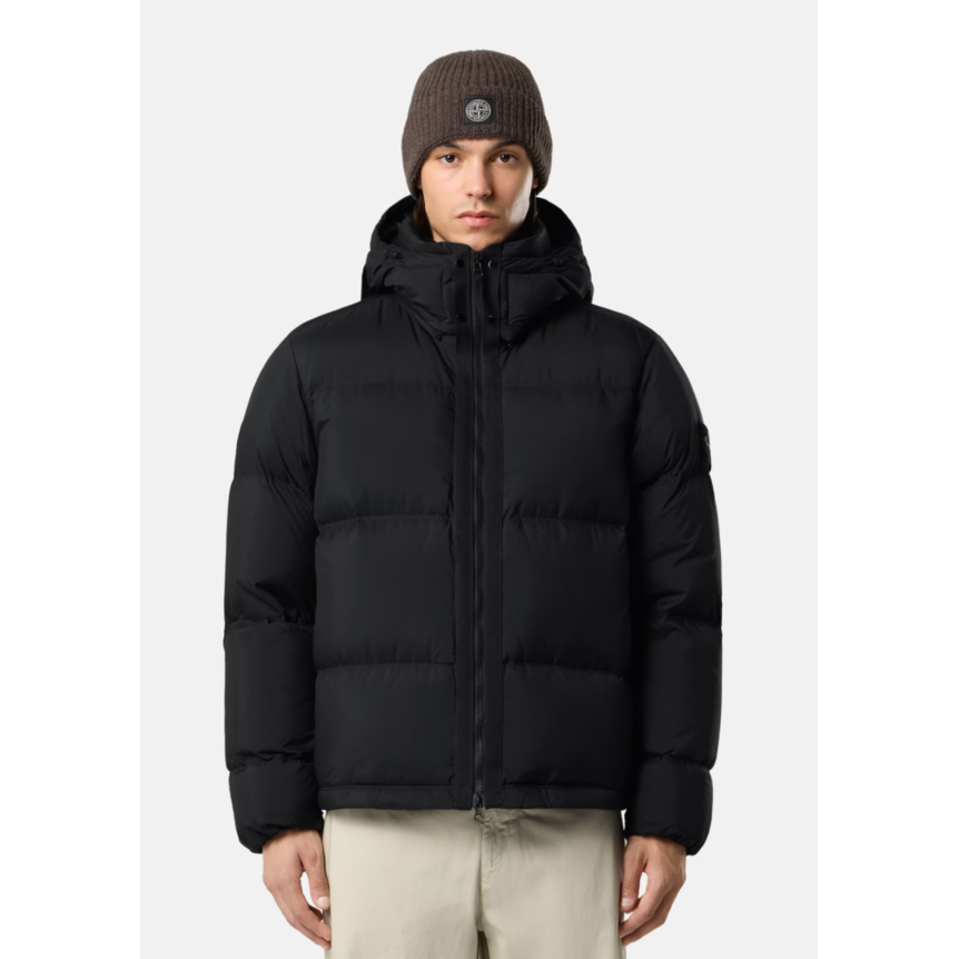 Doudoune à capuche STONE ISLAND nylon ripstop CORDURA® noir