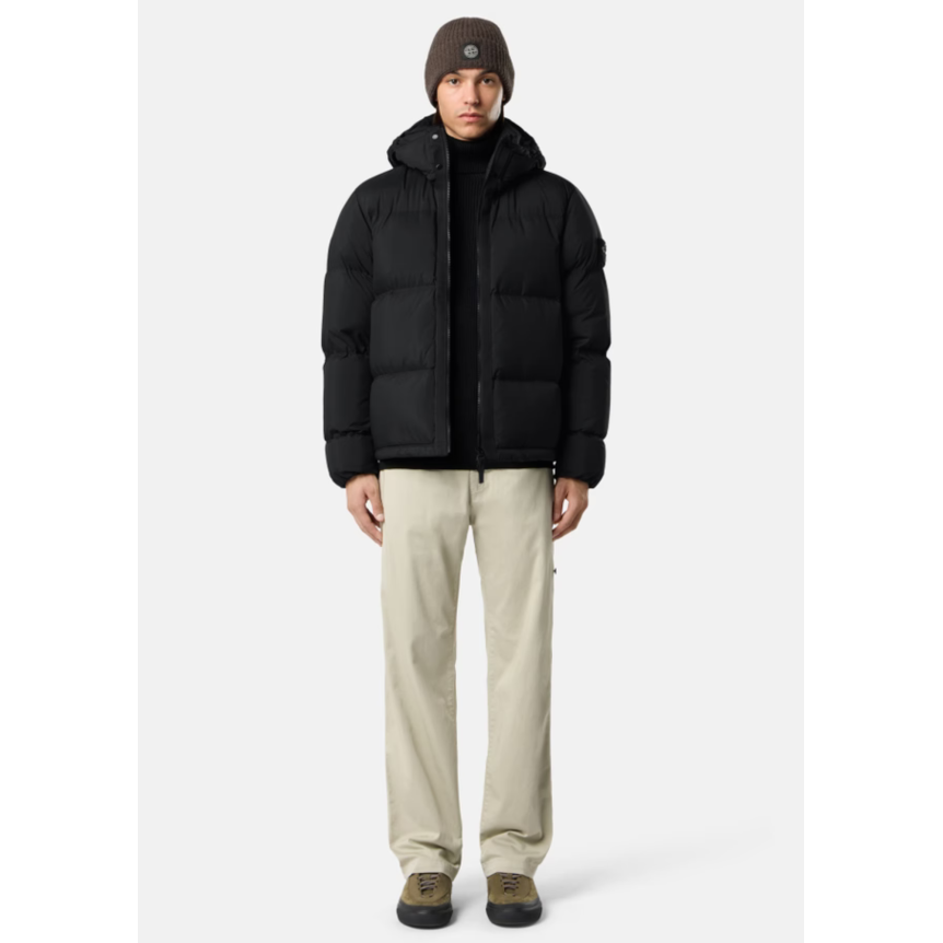 Doudoune à capuche STONE ISLAND nylon ripstop CORDURA® noir