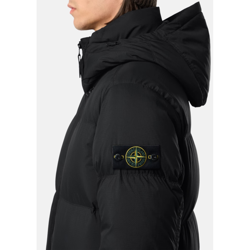Doudoune à capuche STONE ISLAND nylon ripstop CORDURA® noir