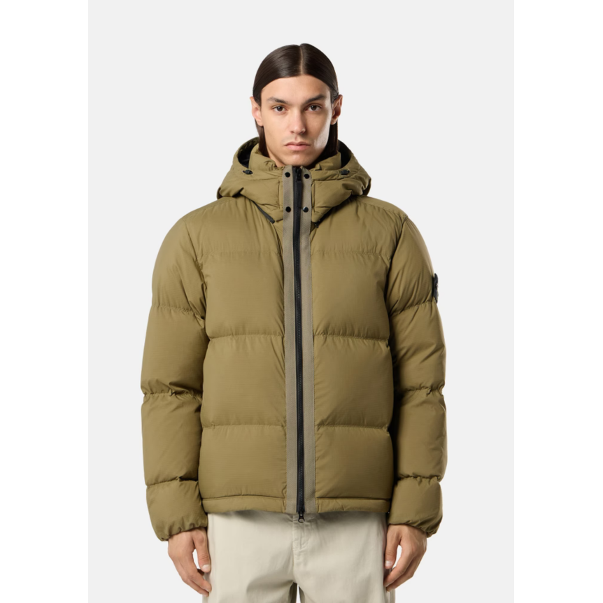 Doudoune à capuche STONE ISLAND nylon ripstop CORDURA® kaki