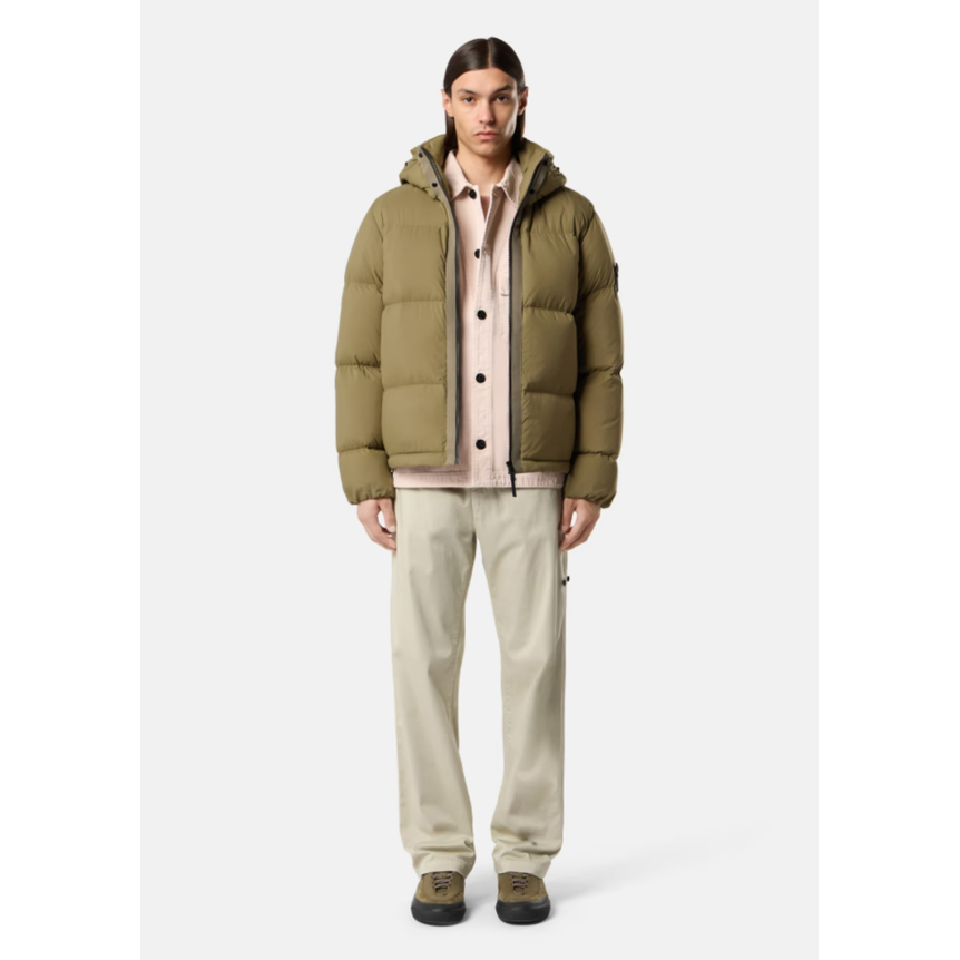 Doudoune à capuche STONE ISLAND nylon ripstop CORDURA® kaki