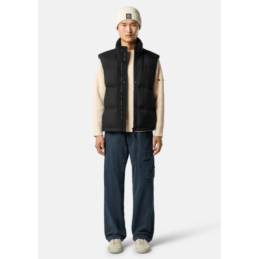 Gilet Doudoune sans manches STONE ISLAND poches zippées nylon Cordura® noir