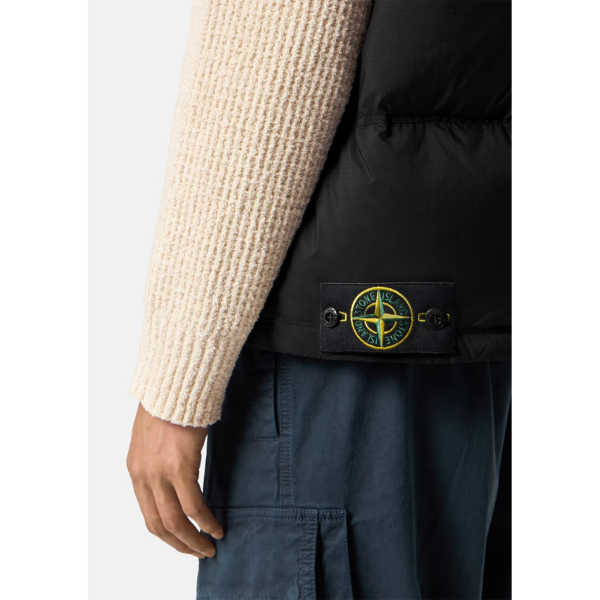 Gilet Doudoune sans manches STONE ISLAND poches zippées nylon Cordura® noir