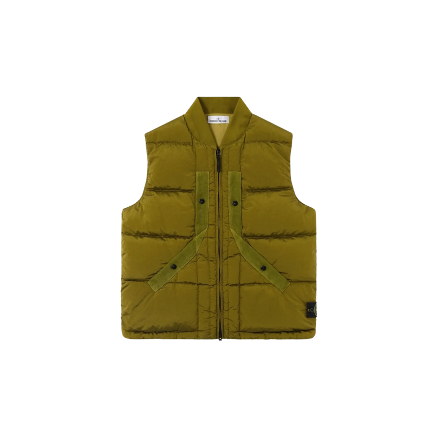 STONE ISLAND Gilet Doudoune sans manches poches zippées nylon Cordura kaki