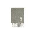 Echarpe oversize alpaga mélangé gris cœur blanc