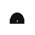 Bonnet laine maille côtelée noir cœur blanc