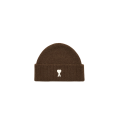Bonnet maille laine alpaga marron cœur blanc