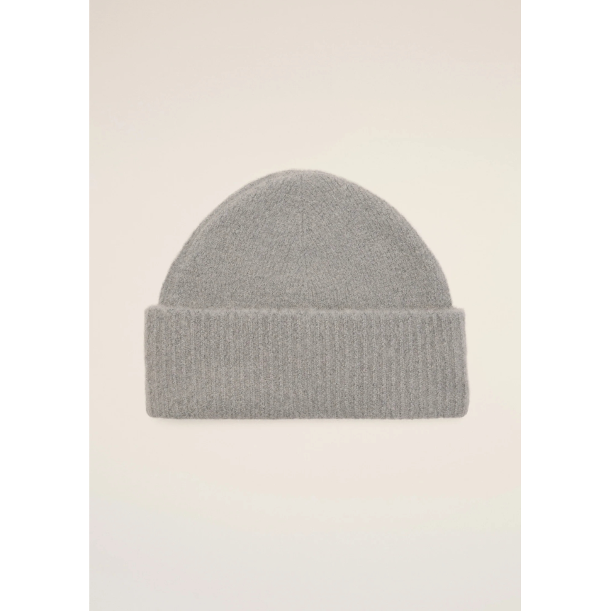 Bonnet AMI Paris maille laine alpaga gris cœur blanc