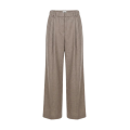 pantalon ample droit laine à design plissé beige taupe