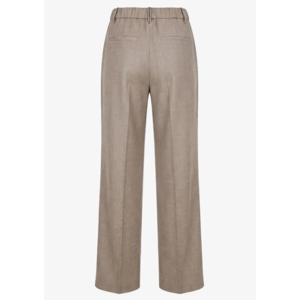 pantalon ample droit BRUNELLO CUCINELLI laine à design plissé beige taupe