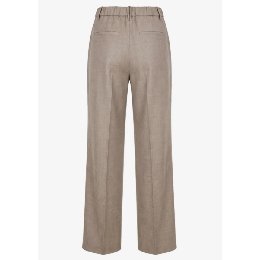 pantalon ample droit BRUNELLO CUCINELLI laine à design plissé beige taupe