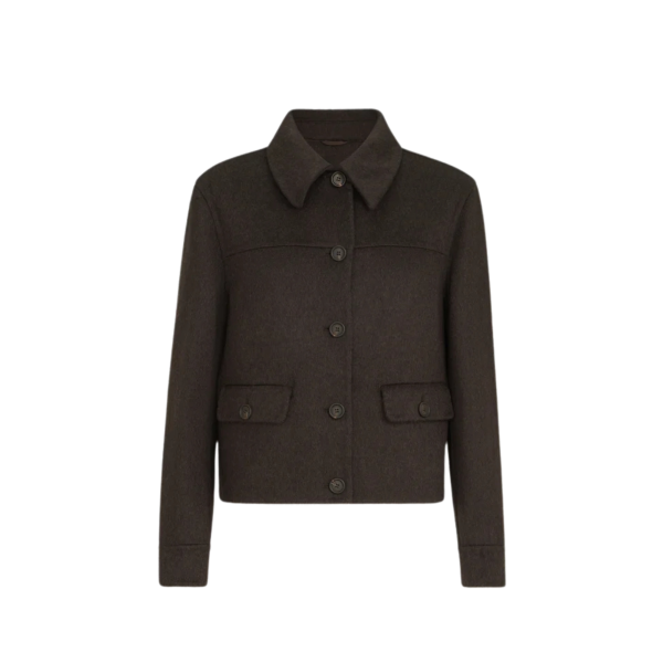 Veste courte à boutons BRUNELLO CUCINELLI cachemire marron col revers