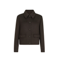 Veste courte à boutons cachemire marron col revers