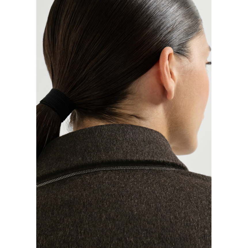 Veste courte à boutons BRUNELLO CUCINELLI cachemire marron col revers