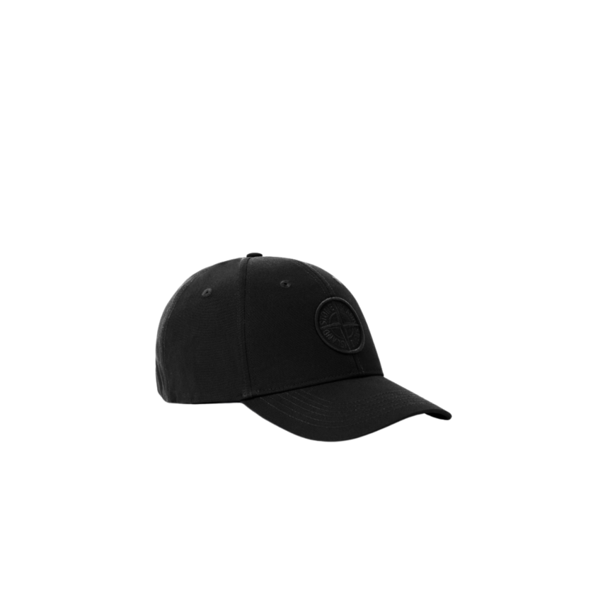Casquette STONE ISLAND en coton noir avec logo Compass brodé