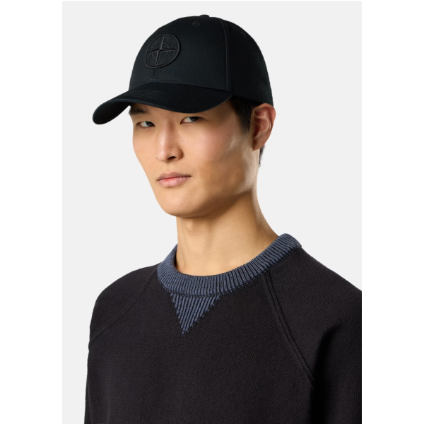 Casquette STONE ISLAND en coton noir avec logo Compass brodé