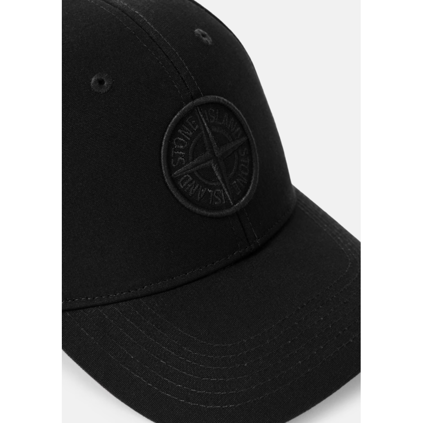 Casquette STONE ISLAND en coton noir avec logo Compass brodé