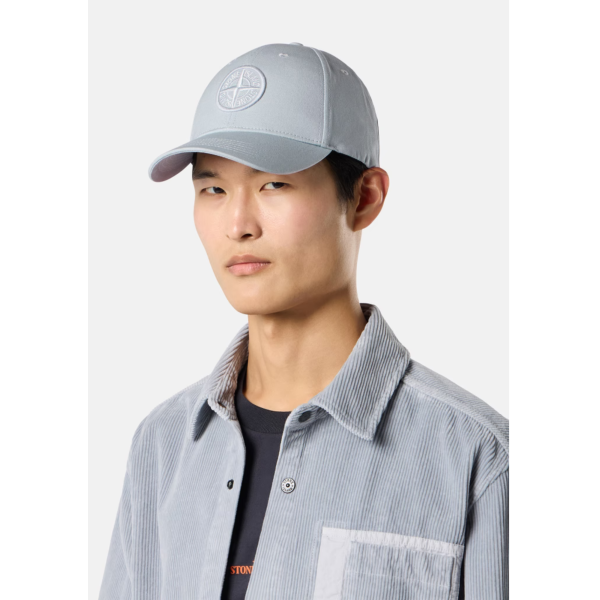 Casquette STONE ISLAND en coton gris cendré avec logo Compass brodé