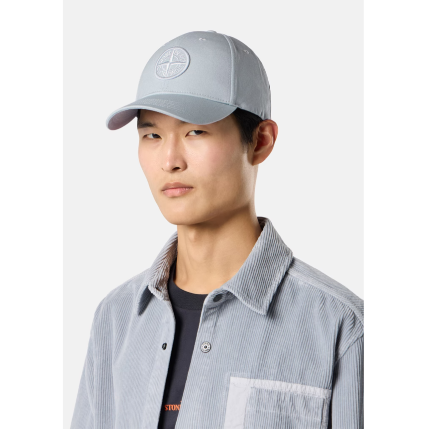 Casquette STONE ISLAND en coton gris cendré avec logo Compass brodé