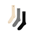 Pack trois paires de chaussettes en coton écru gris noir broderie cœur noir