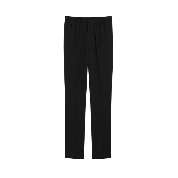 Pantalon droit AMI Paris laine vierge noire taille elastique
