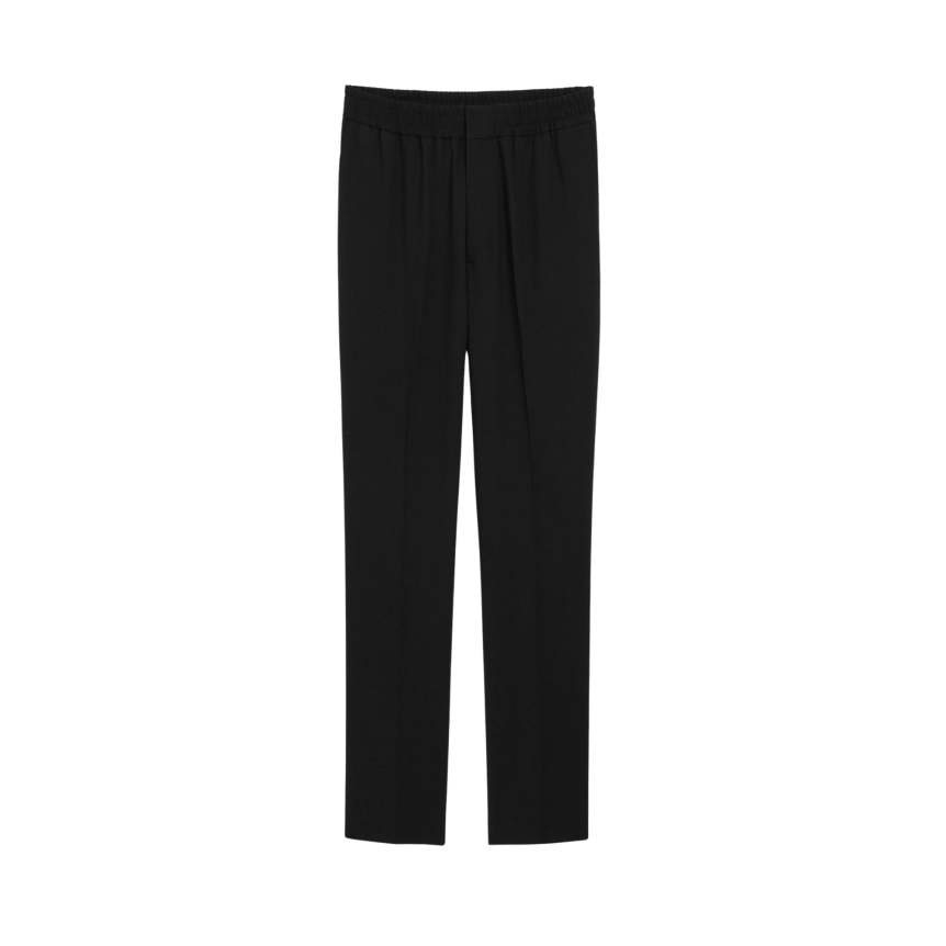 Pantalon droit AMI Paris laine vierge noire taille elastique