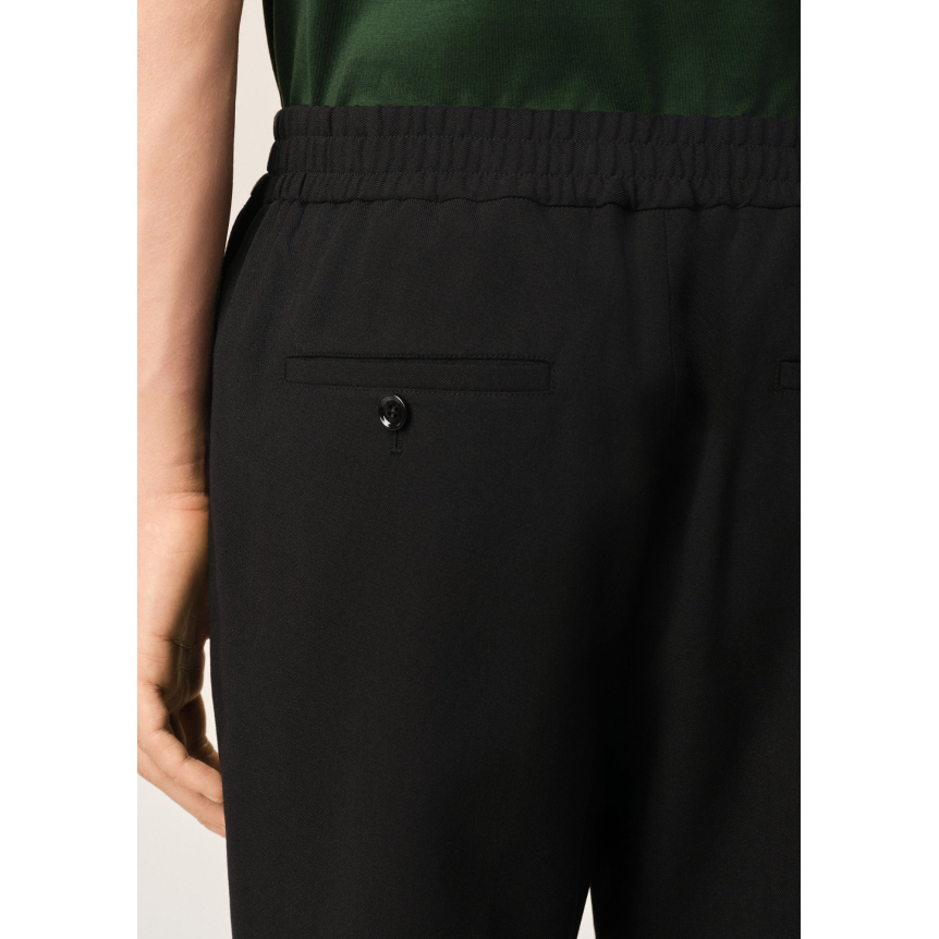 Pantalon droit AMI Paris laine vierge noire taille elastique