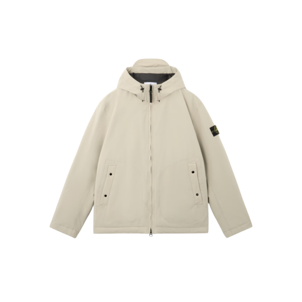 Veste zippée à capuche STONE ISLAND coupe vent Shell primaloft beige