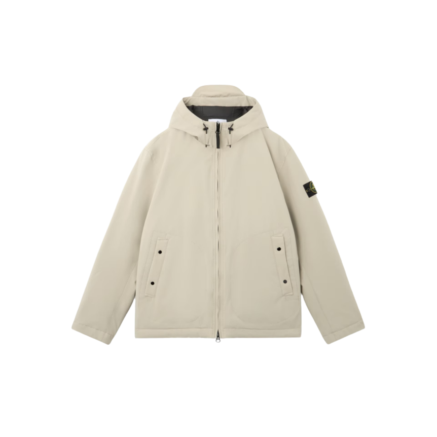 Veste zippée à capuche STONE ISLAND coupe vent Shell primaloft beige