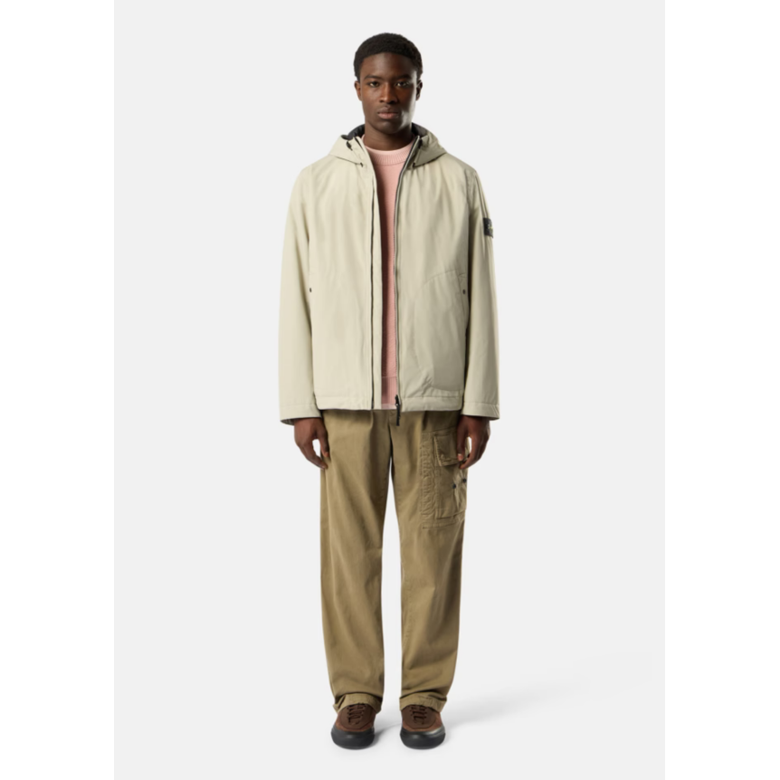Veste zippée à capuche STONE ISLAND coupe vent Shell primaloft beige