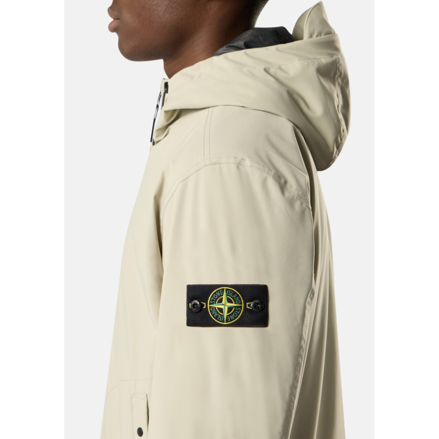Veste zippée à capuche STONE ISLAND coupe vent Shell primaloft beige