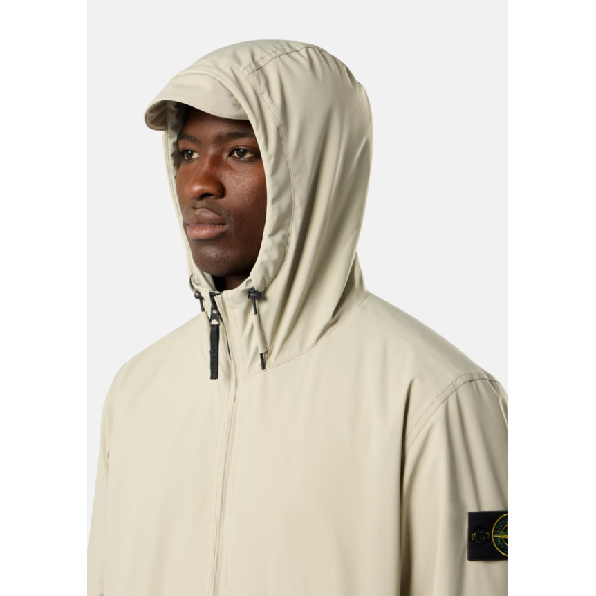 Veste zippée à capuche STONE ISLAND coupe vent Shell primaloft beige