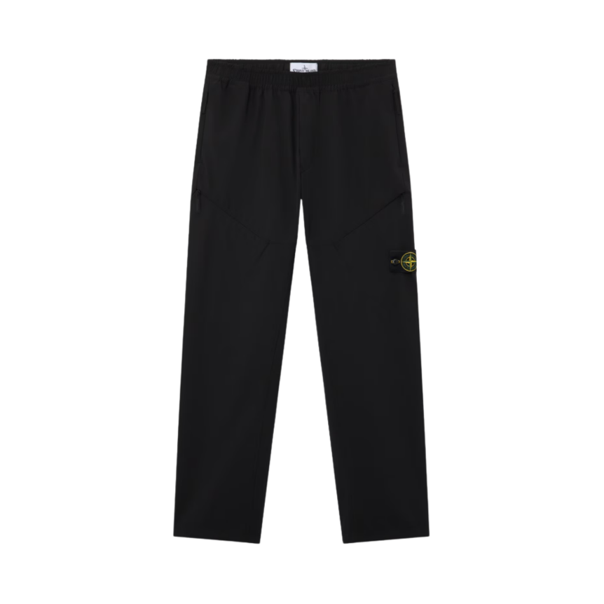 Pantalon technique STONE ISLAND regular coton stretch noir poche zippée