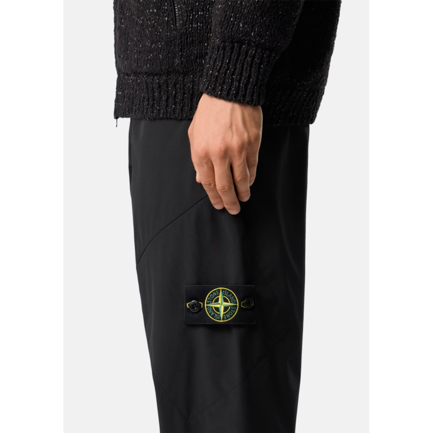 Pantalon technique STONE ISLAND regular coton stretch noir poche zippée