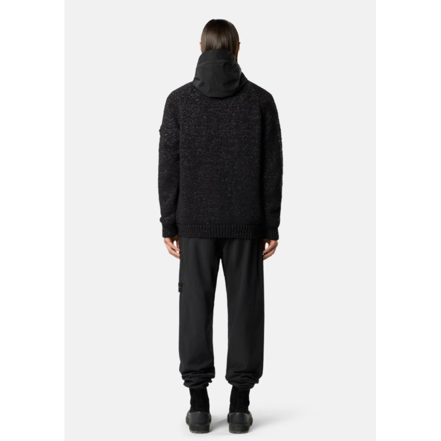 Pantalon technique STONE ISLAND regular coton stretch noir poche zippée