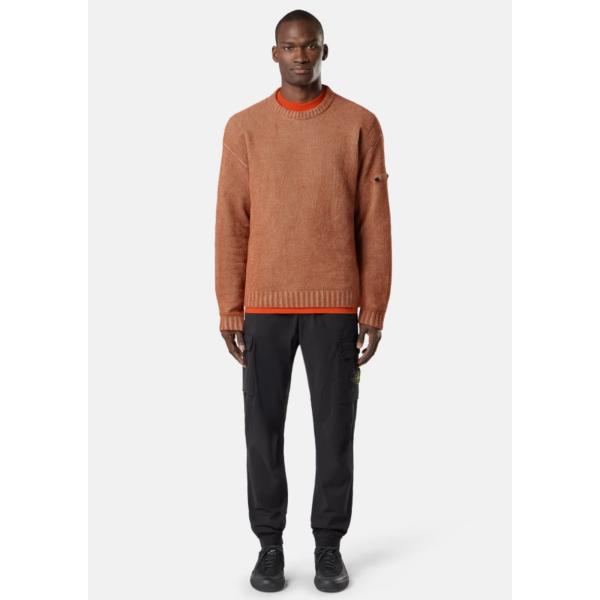 Pantalon cargo STONE ISLAND regular coton noir cordon de serrage à la taille