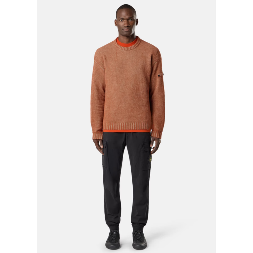 Pantalon cargo STONE ISLAND regular coton noir cordon de serrage à la taille
