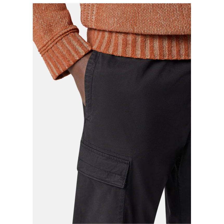 Pantalon cargo STONE ISLAND regular coton noir cordon de serrage à la taille