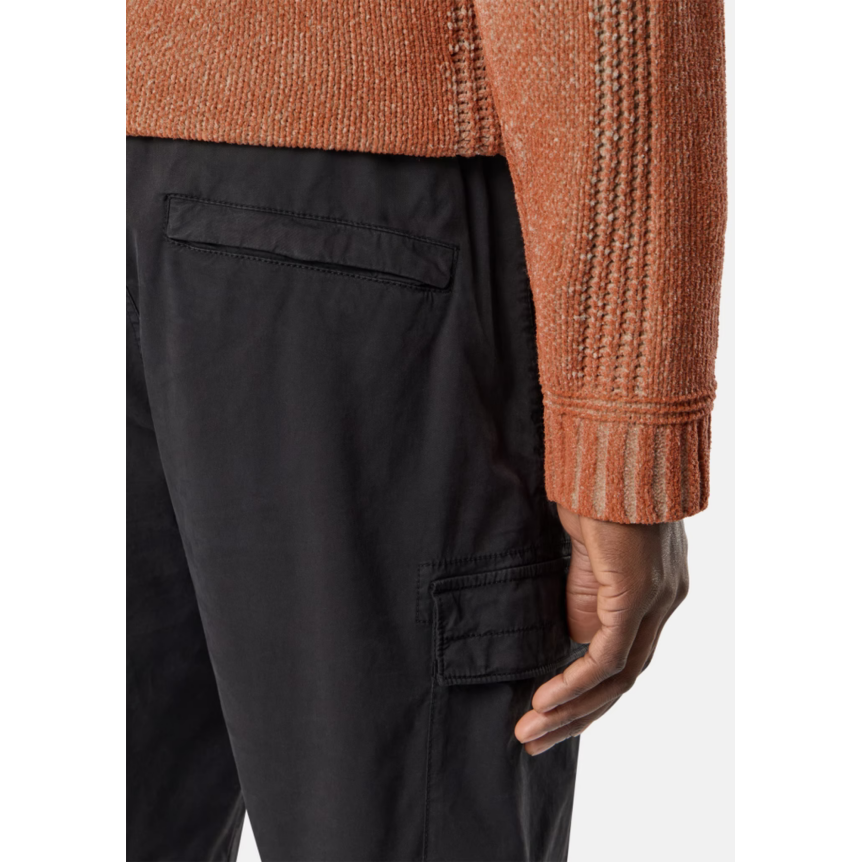 Pantalon cargo STONE ISLAND regular coton noir cordon de serrage à la taille