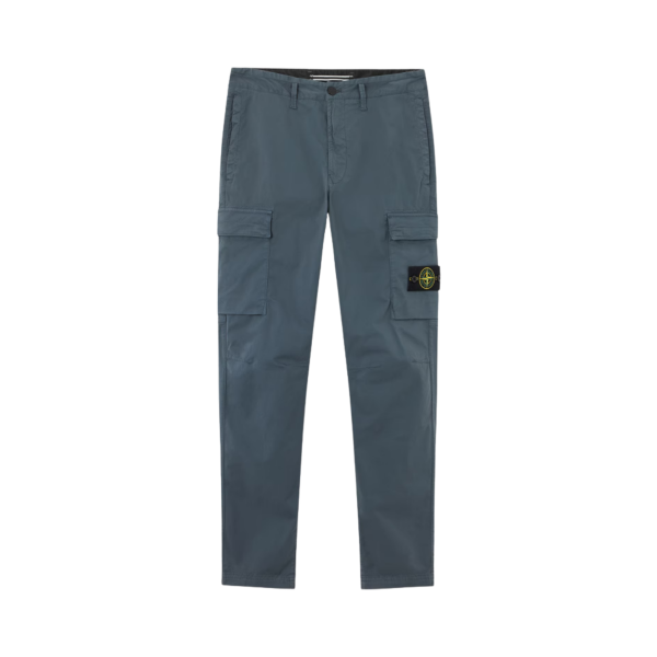 Pantalon STONE ISLAND cargo regular sergé coton extensible bleu ardoise