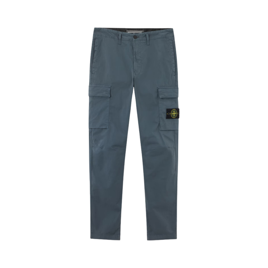 Pantalon STONE ISLAND cargo regular sergé coton extensible bleu ardoise