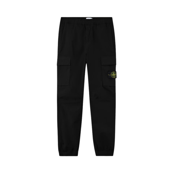 Pantalon cargo STONE ISLAND regular sergé coton extensible noir