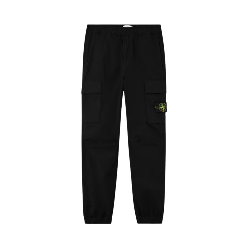 Pantalon cargo STONE ISLAND regular sergé coton extensible noir