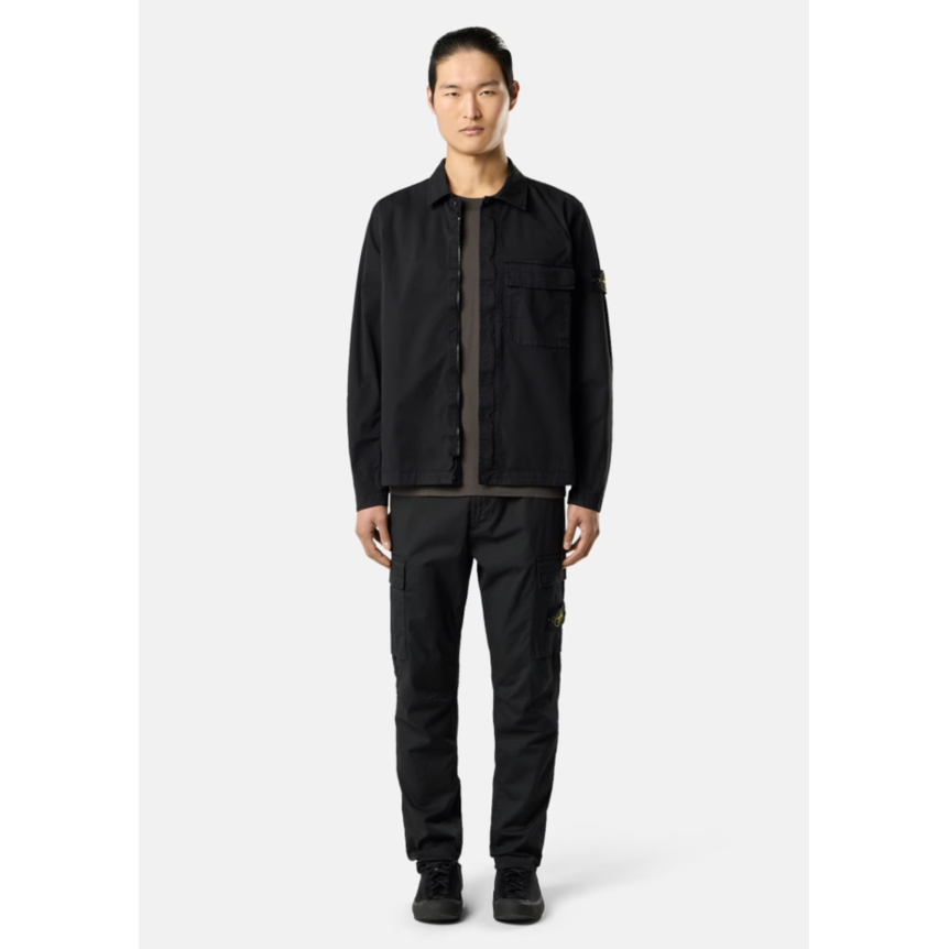 Pantalon cargo STONE ISLAND regular sergé coton extensible noir